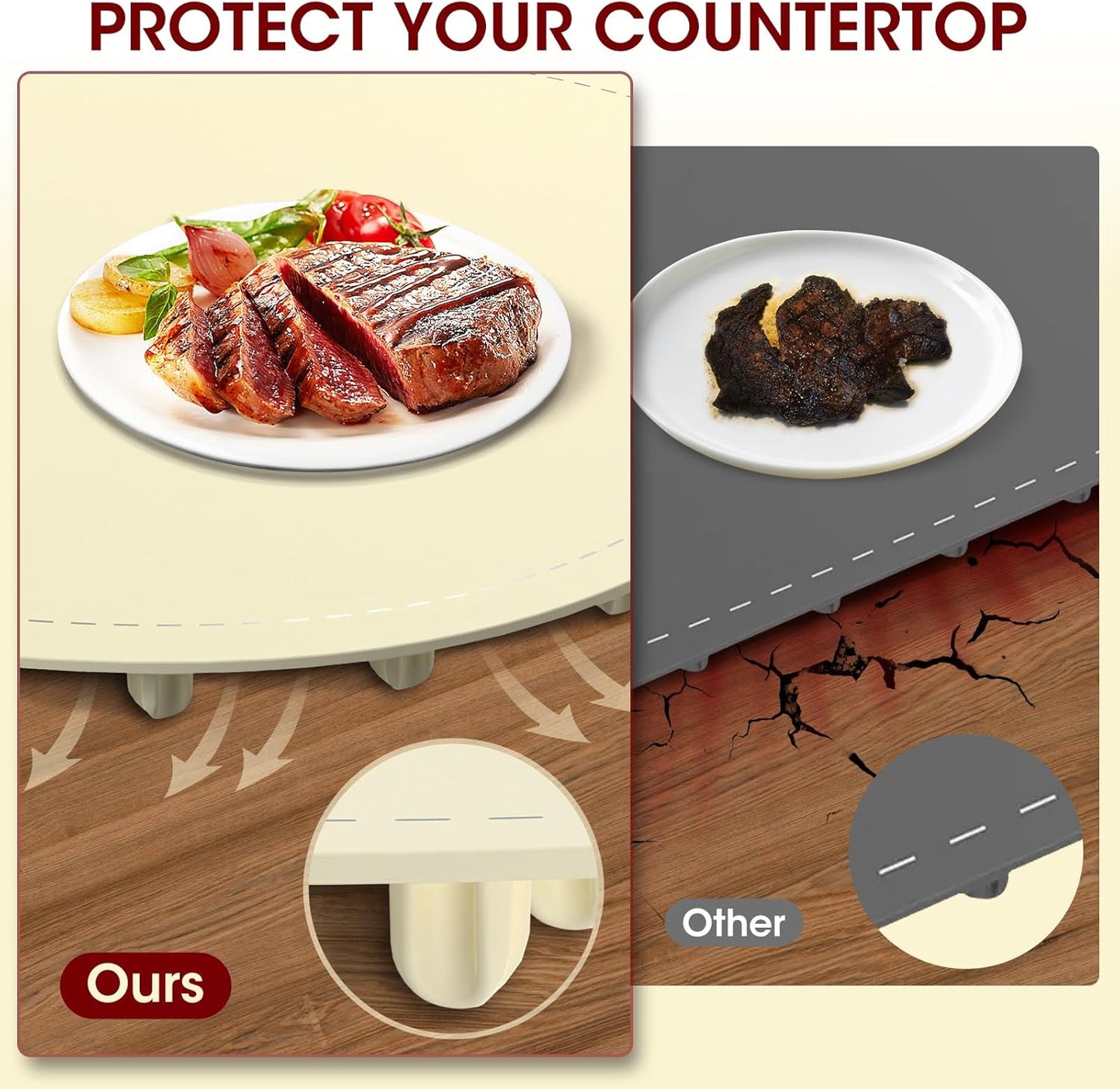 Warming Mat for Food, MQUPIN Food Warming Mat with 7 Temp Settings 1-4 H Timer and Child Safety Lock, Full Surface Heating Roll Up Electric Warming Tray for Gatherings,Parties,Buffet,Daily Use（Beige）