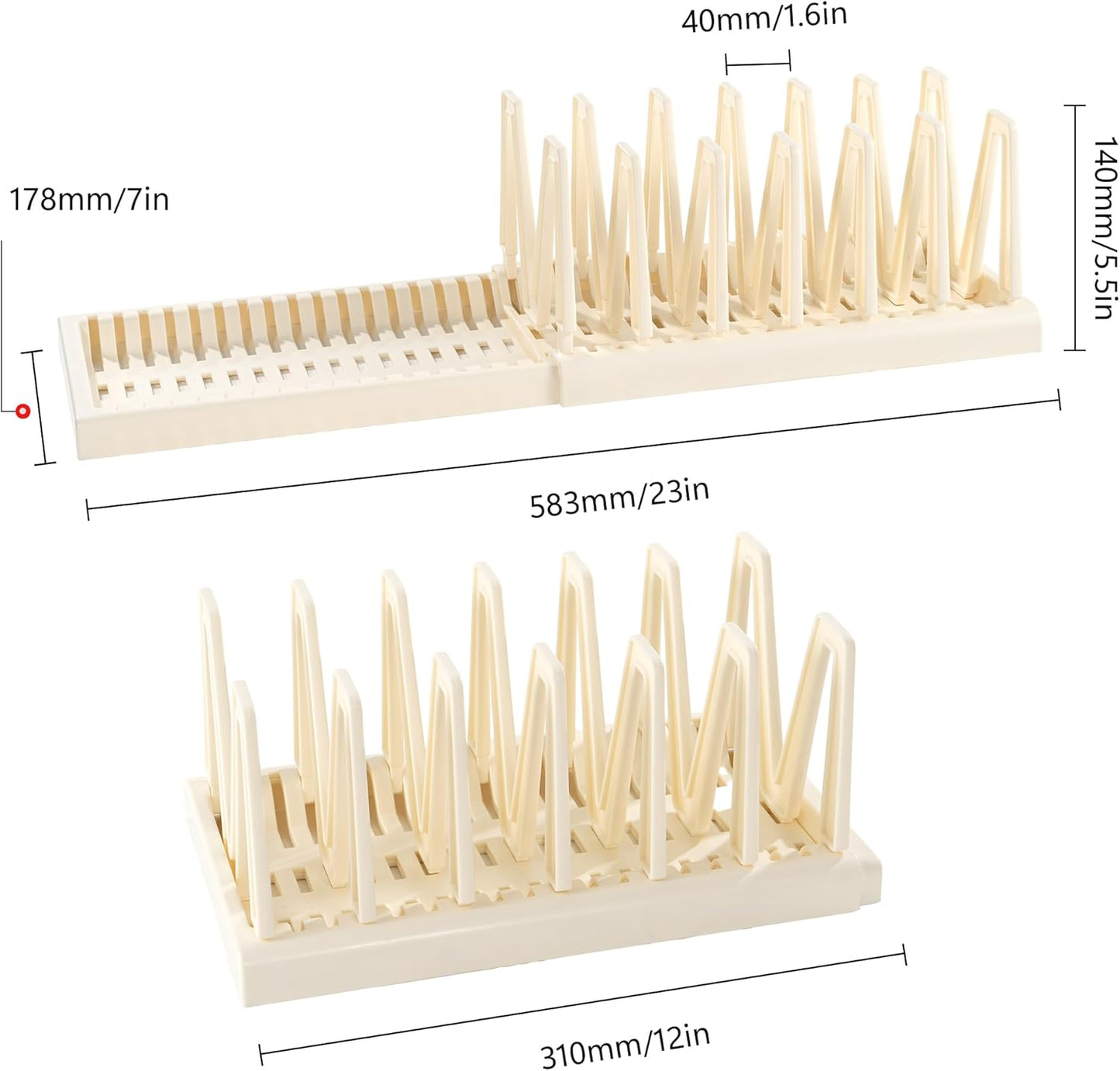 Li&Zhao Pots and Pans Organizer under Cabinet - Extended Dining Tray Storage Rack Cutting Board Rack Lid Holders inside Cabinet with 7 Adjustable Compartment for Kitchen Storage(White)