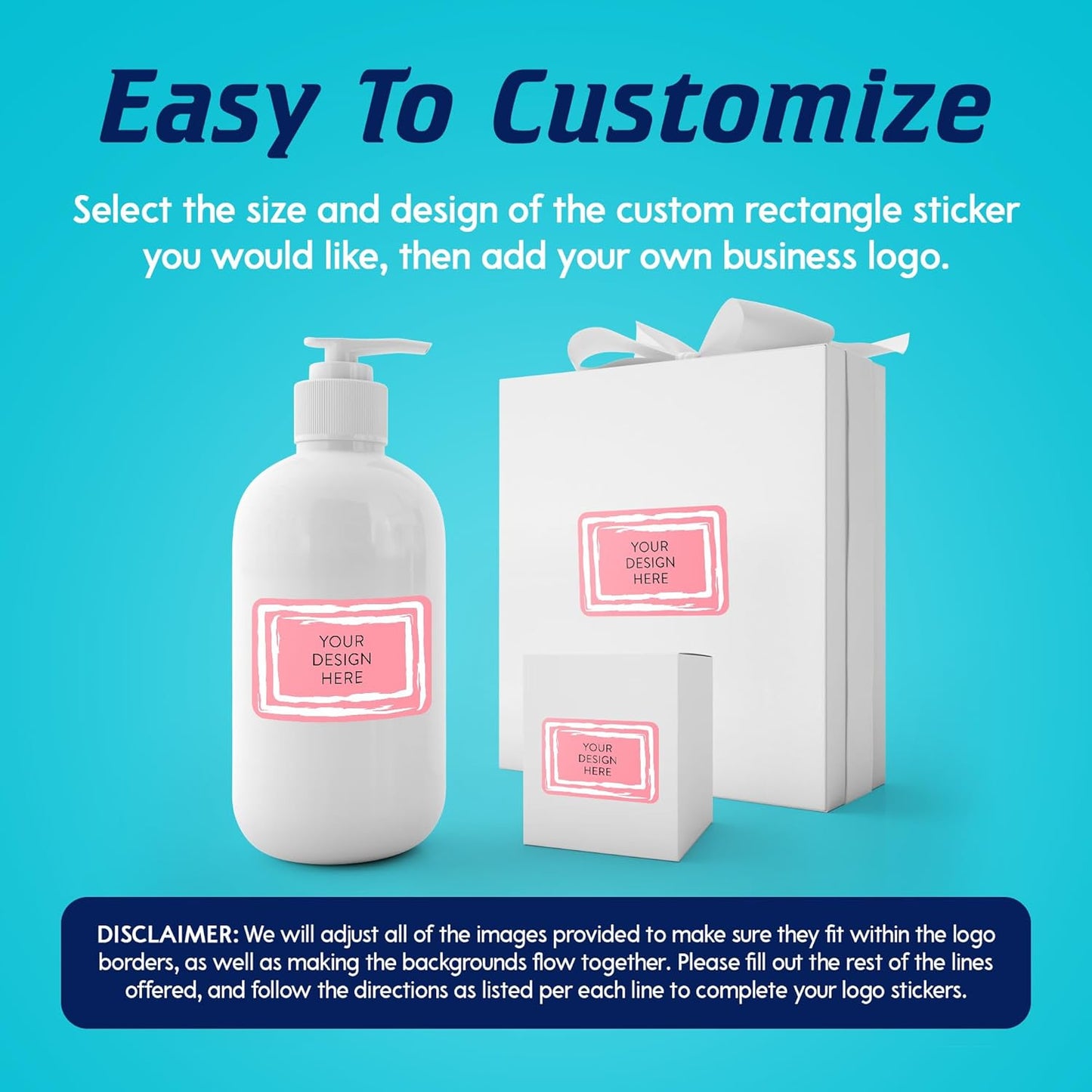 100 Custom Vinyl Stickers - Upload Your own Image, Text, Design, Logo - Personalized Logo Labels for Handmade, Packaging, Bottle, Jars, Candle, Brand Stickers (Pink, 3x2)