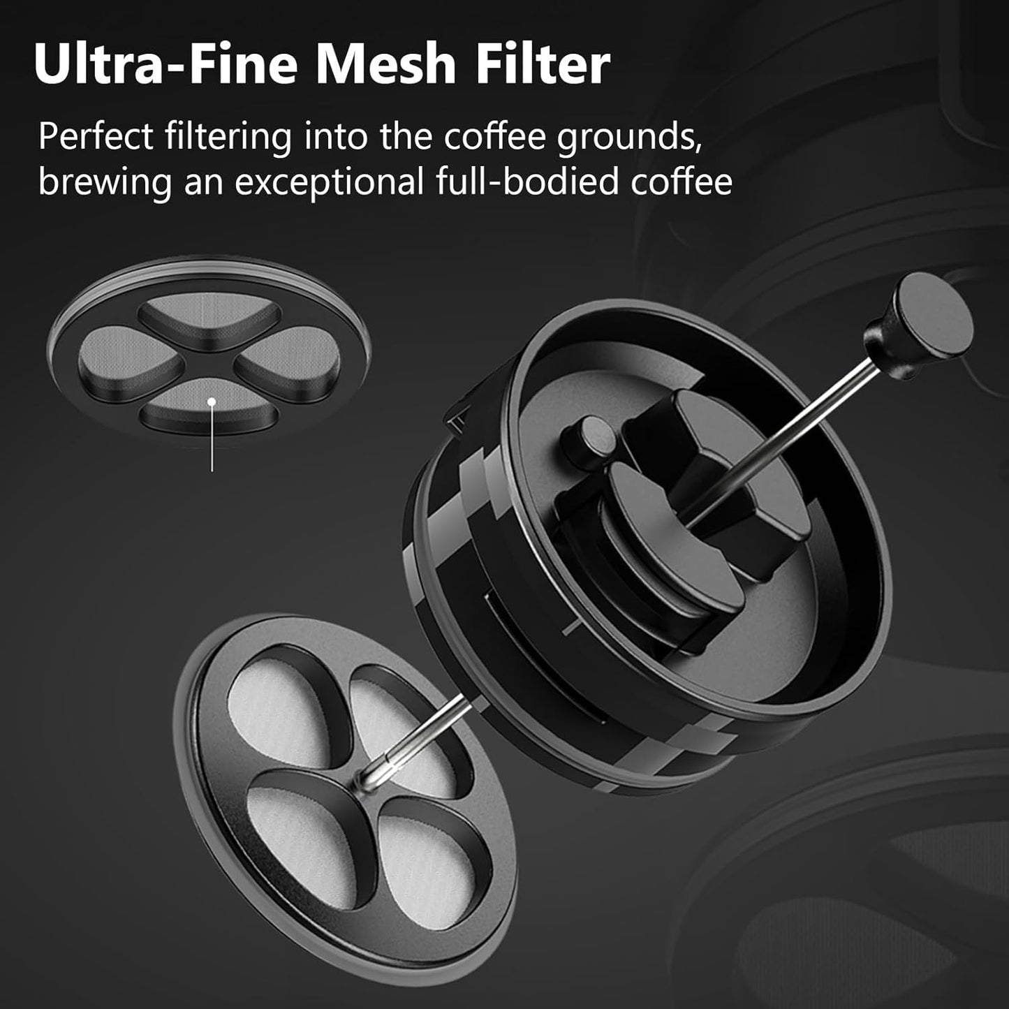 Stainless Steel French Press Coffee Maker, Double Walled Insulated Coffee & Tea Maker with Filter (Matte Black, 32 Ounce)