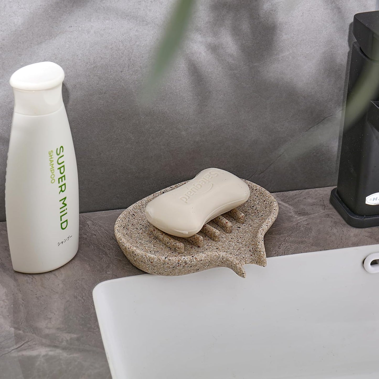 Soap Dish with Drain- Self Draining Bar Soap Holder for Shower, Large Resin Soap Savers Soap Tray Sponge Holder for Kitchen, Bathroom, Bathtub Sink, Linen