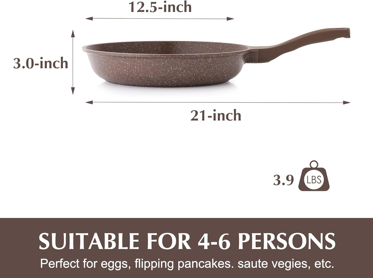SENSARTE Nonstick Frying Pan Skillet, Omelette Pan, Healthy Stone Cookware Chef's Pan, PFOA Free, Toffee Brown (12.5 Inch)