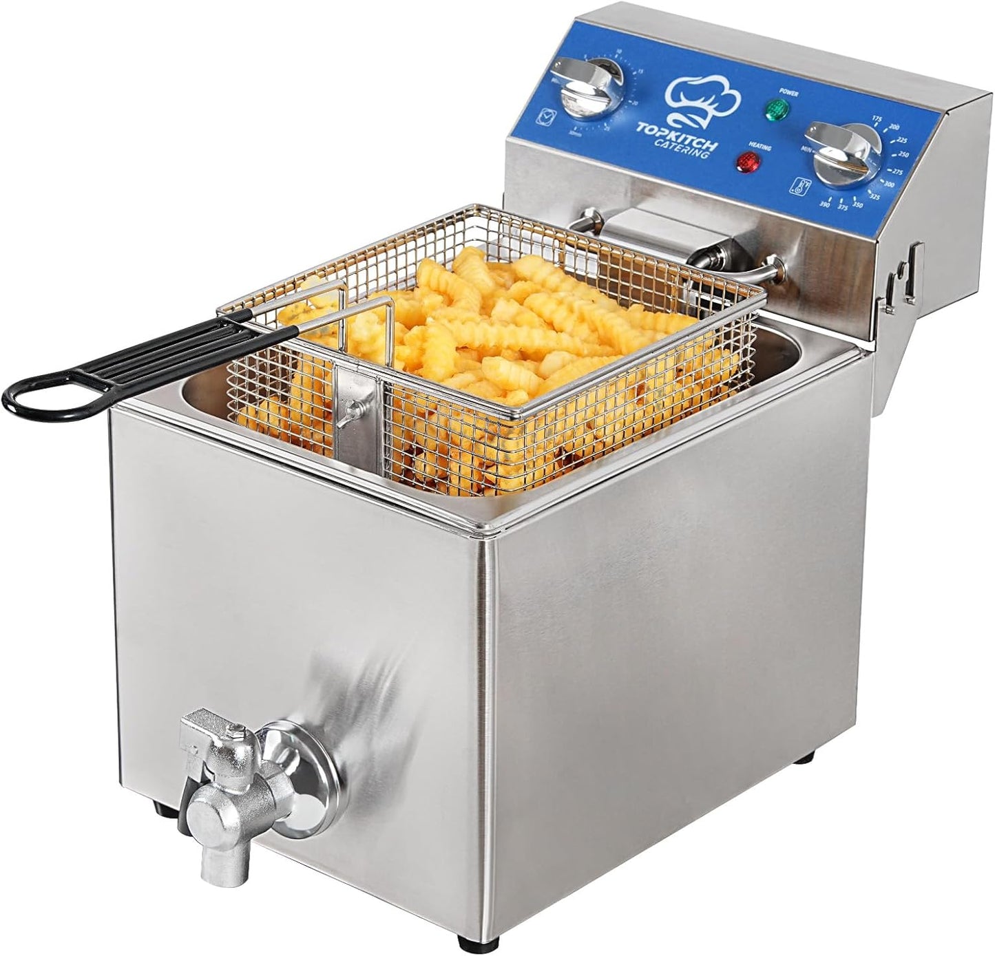 6.3Qt Electric Fryer with Oil Drain,30 Minutes Timer,Stretch forming oil tank,Lid and Solid Wire Mesh Basket,Light Duty Commercial Electric Countertop Deep Fryers-120V,1800W