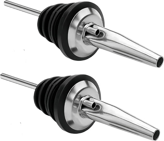 LanMa Olive Oil Spout Pourer, 2PCS Stainless Steel Liquor Bottle Pourers Spouts with Rubber Dust Caps