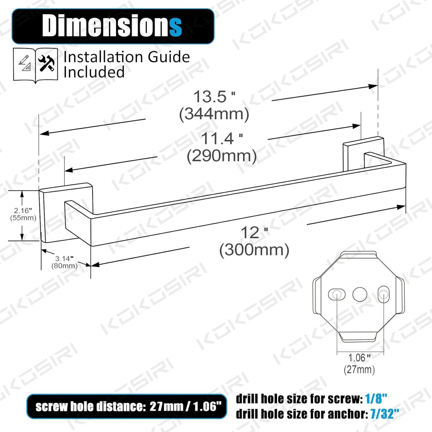 KOKOSIRI 12 Inch Hand Towel Holder Bath Towel Bar Kitchen Dish Cloths Hanger Stainless Steel Wall Mount, Brushed Gold, B4003BG-L12