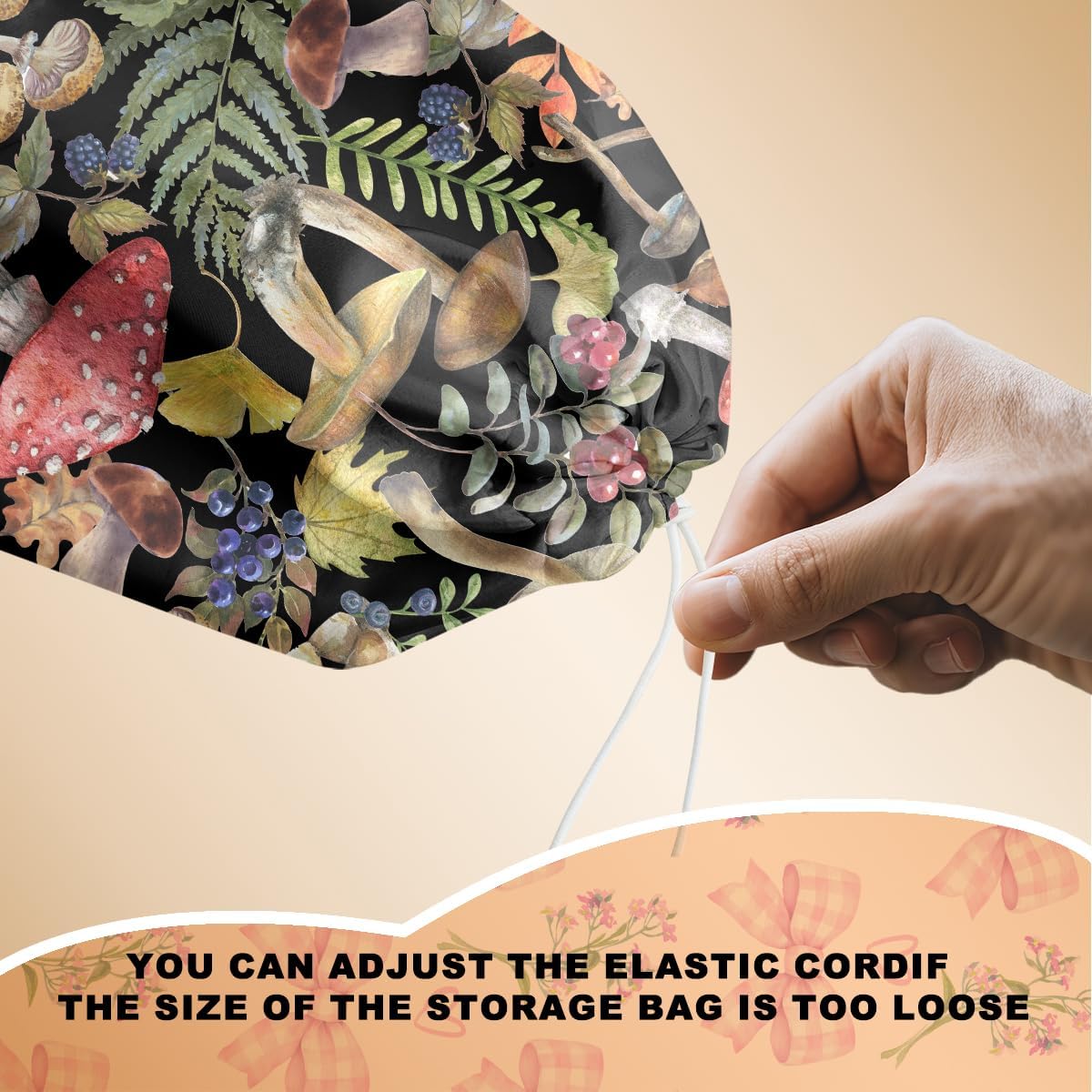 2Pcs Mushroom Plastic Bag Holder, Wall Mount Grocery Bag Holder for Plastic Bags, Summer Leaves Reusable Shopping Bags Storage Dispenser for Home Kitchen Pantry, Mushroom Gifts for Women