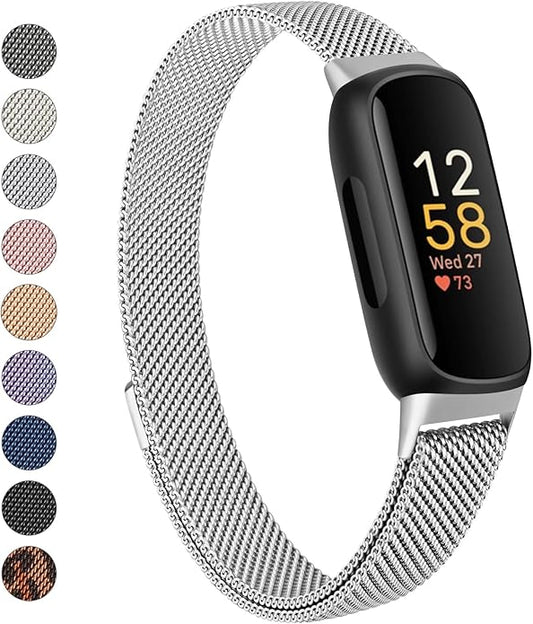 Meliya Metal Band for Fitbit Inspire 3 Bands Women Men, Stainless Steel Metal Mesh Loop Adjustable Magnetic Wristband Replacement Straps for Fitbit Inspire 3