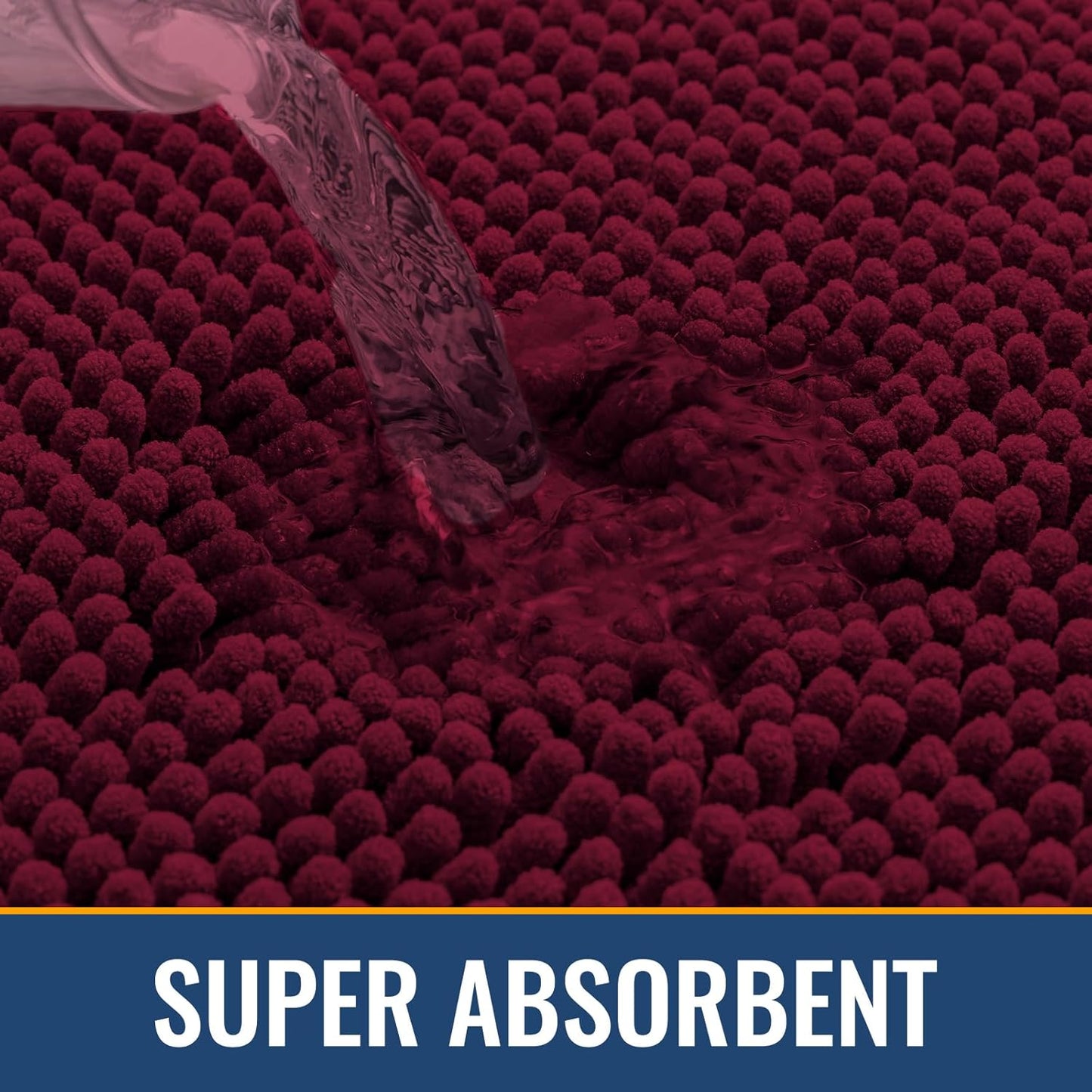 Arotive Bathroom Rugs 47x24, Extra Soft Absorbent Shaggy Chenille Bath Rugs, Machine Washable Rubber Backing Non-Slip Bath Mats for Bathroom Floor Tub and Shower, Home Decor Accessories, Burgundy