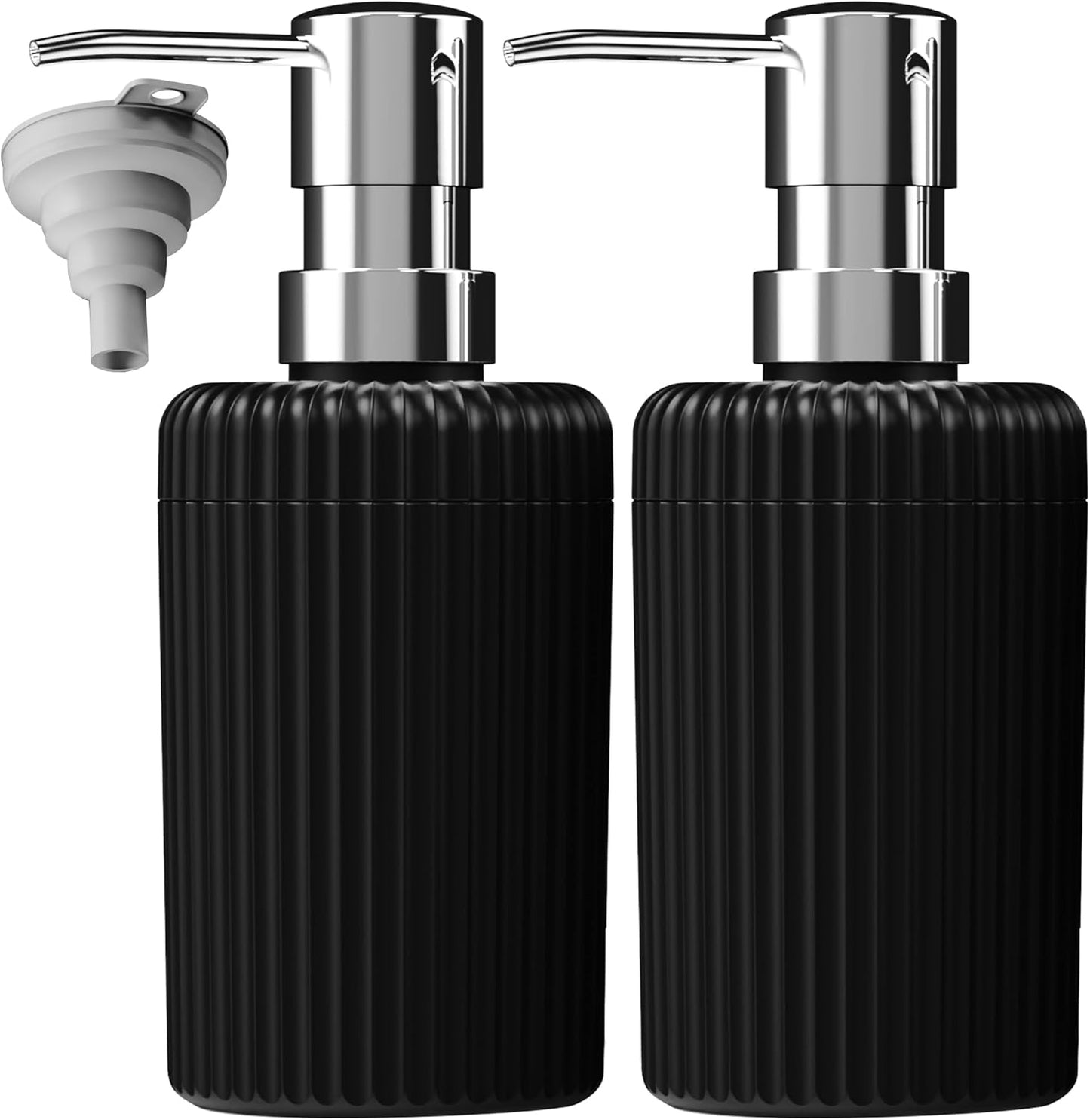 Soap Dispenser for Bathroom,2 Pack Kitchen Hand Soap Dispenser,12oz Modern Minimalist Style Plastic matte black Empty Lotion Dispenser with Refillable Pump,Liquid Bottle for Dish Soap,College Dorm Use