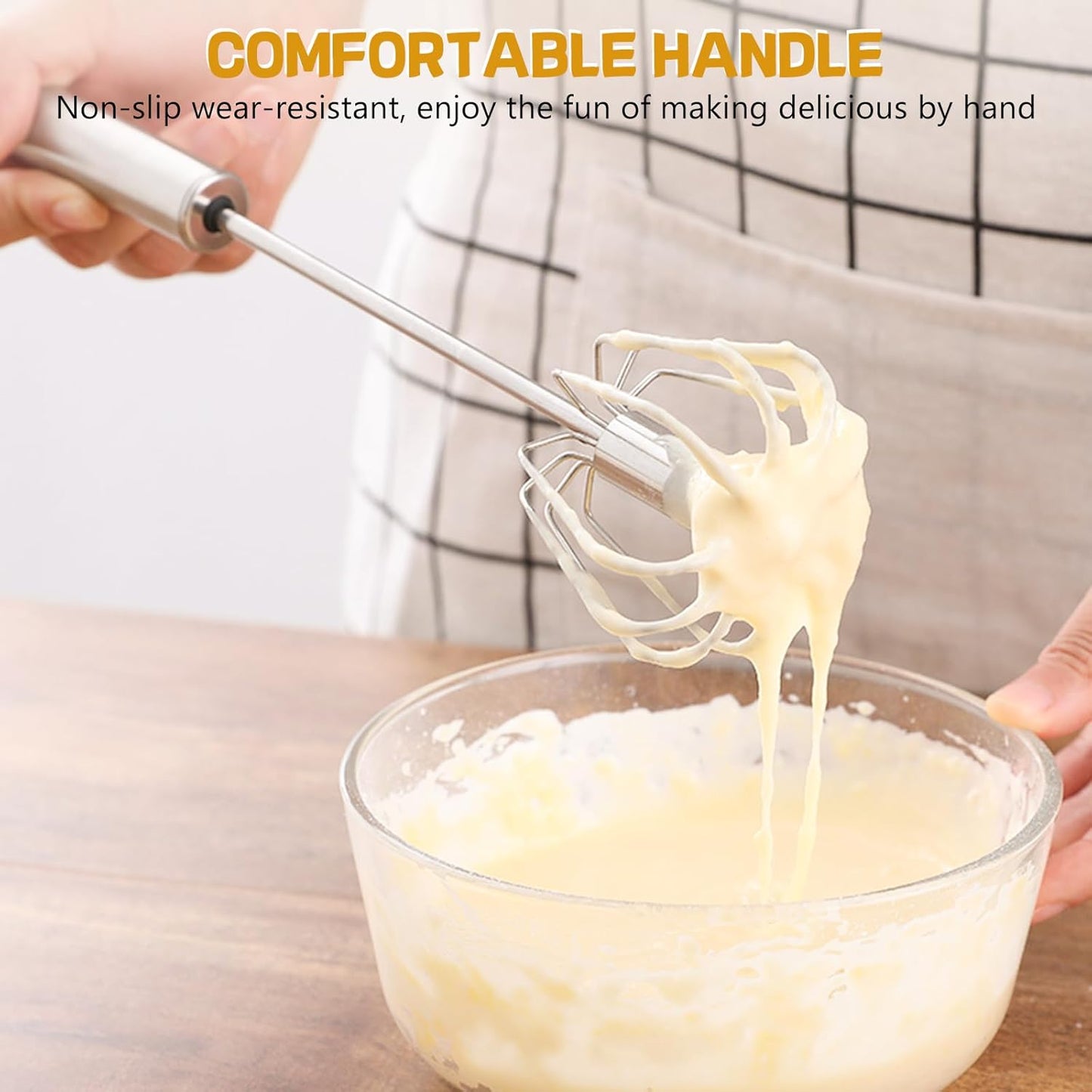 NileHome Stainless Steel Whisk Set 8" 10" Hand Blender + 12" Semi-Automatic Rotary Kitchen Whisk Kitchen Wisk Wire Whisks for Cooking, Whisking, Blending, Beating, Stirring- 3 Pack...