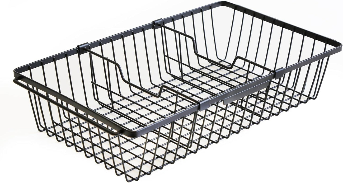 【2 PACK】Wire Baskets for Organizing,14-Inch Metal Basket Movable Partition,Wire Baskets for Pantry&Kitchen, bathroom, cabinets, tabletop, etc