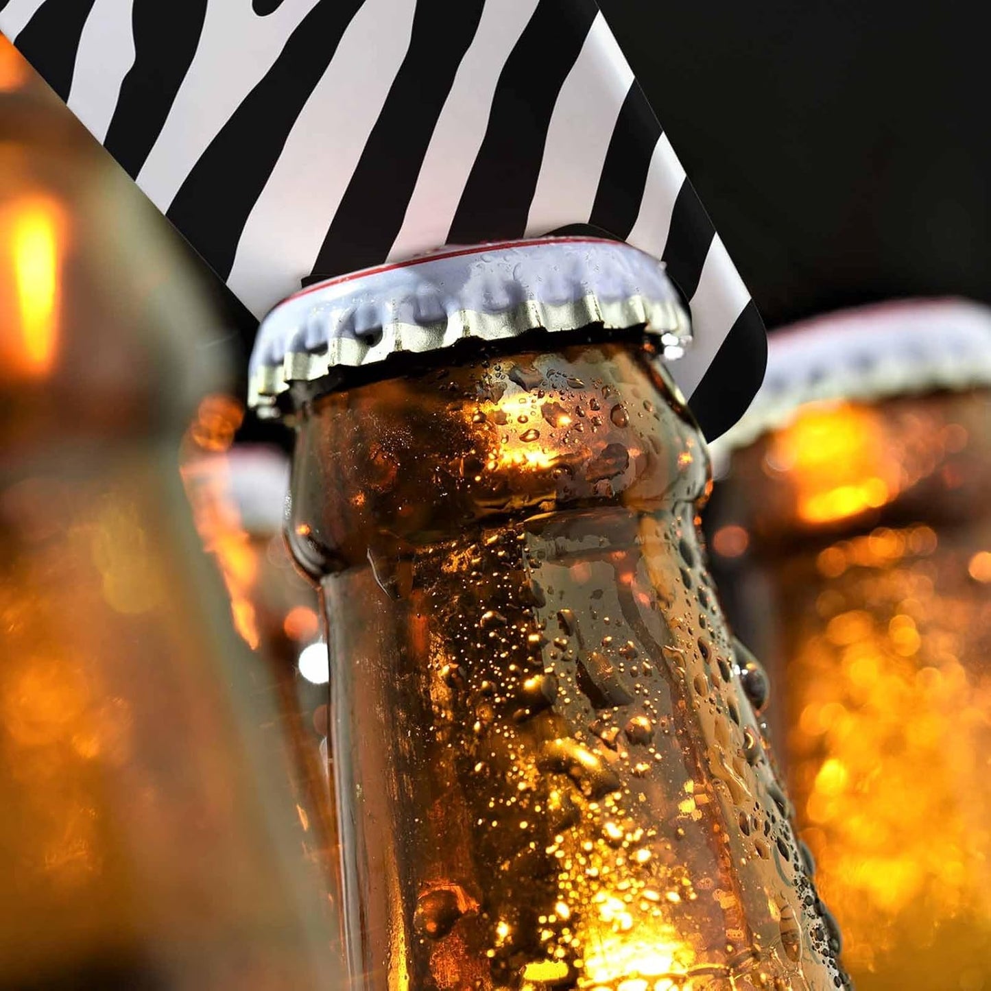 Zebra Stainless Steel Bottle Opener White and Black Stripes Pattern Jungle Wild Animal Fur Nature Flat Beer Bottle Opener Keychain for Home Kitchen Bar Restaurant Party Birthday Gift