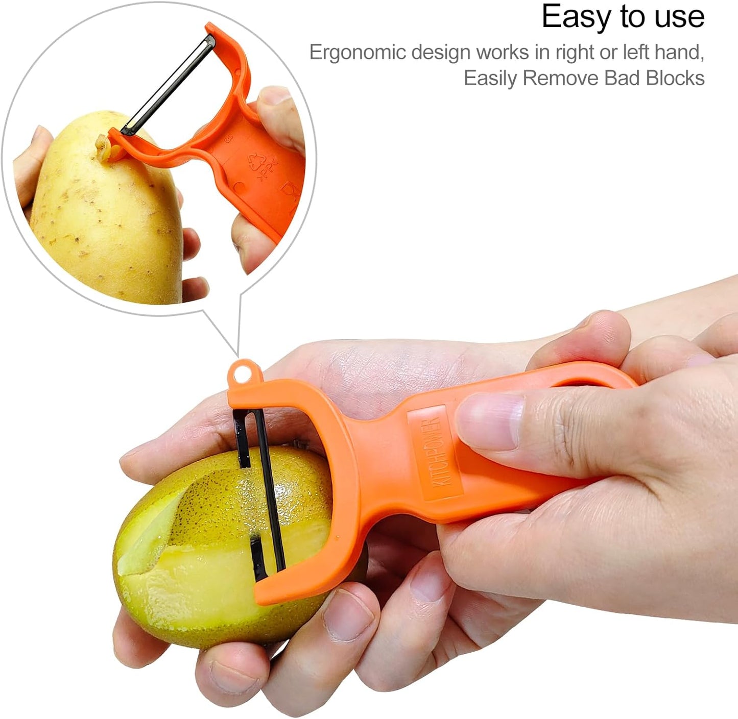 Original Vegetable Peeler, Potato Peelers for kitchen Carbon Steel Blade 3-Pack Orange/Blue/Yellow