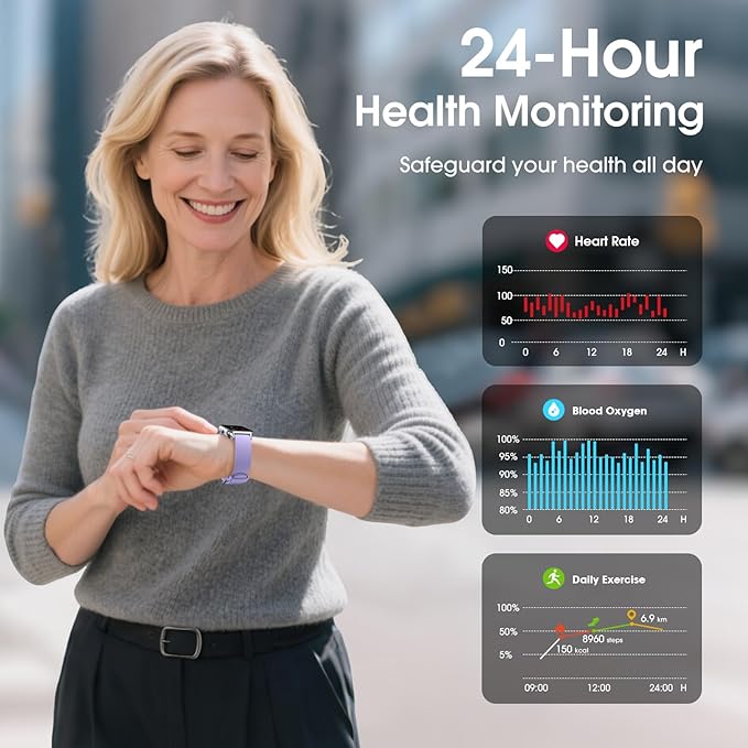 Kummel Smart Watch for Men Women, No App/Phone Required, Fitness Tracker with Pedometer, Bluetooth Call (Answer/Make Call), Heart Rate Blood Oxygen Monitor Step Counter, 100+ Sports Modes