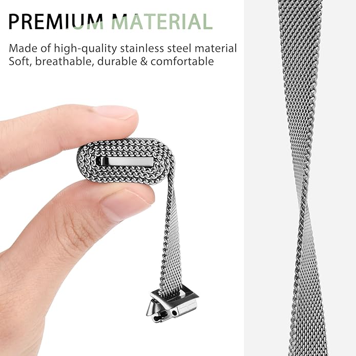 Meliya Metal Band for Fitbit Inspire 3 Bands Women Men, Stainless Steel Metal Mesh Loop Adjustable Magnetic Wristband Replacement Straps for Fitbit Inspire 3