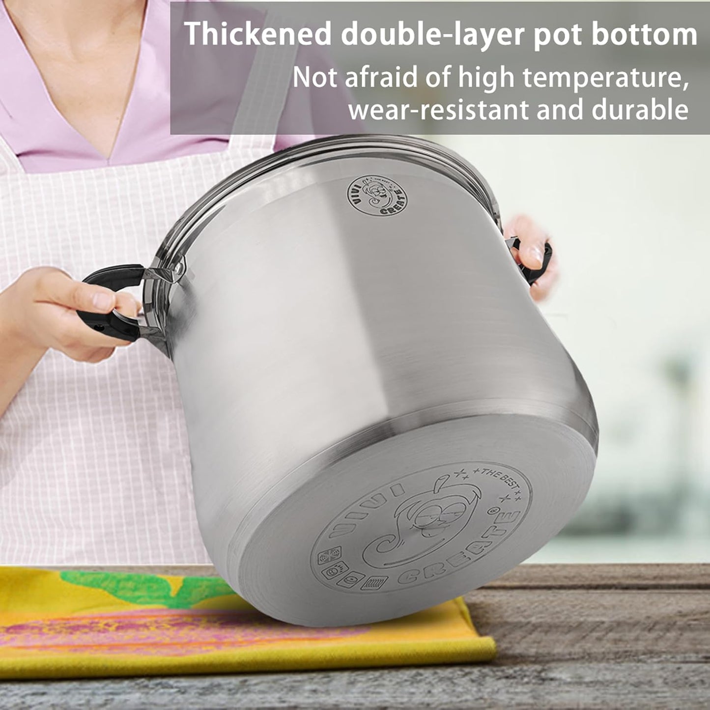 Vivicreate Stainless Steel Stock Pot with Lid for Induction Cooking Boiling Pasta Stew Soup Large Capacity Cookware with Handles for Kitchen Spaghetti Olla Olla de Acero Inoxidable (14.5 QT)