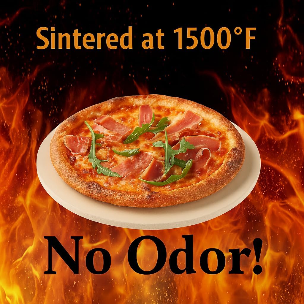 Large Pizza Stone Round 15", Heavy Duty Cooking Stone for Grill, Baking Pizza Stone for bread, Ideal for Grilling Baking Several Sizes of Pizzas