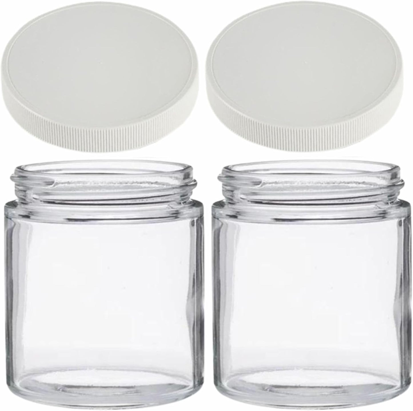 Jarming Collections Mason Jars - 16 oz Glass Extra Wide Mouth Pint Storage Jars with White Plastic Lids - Made in USA