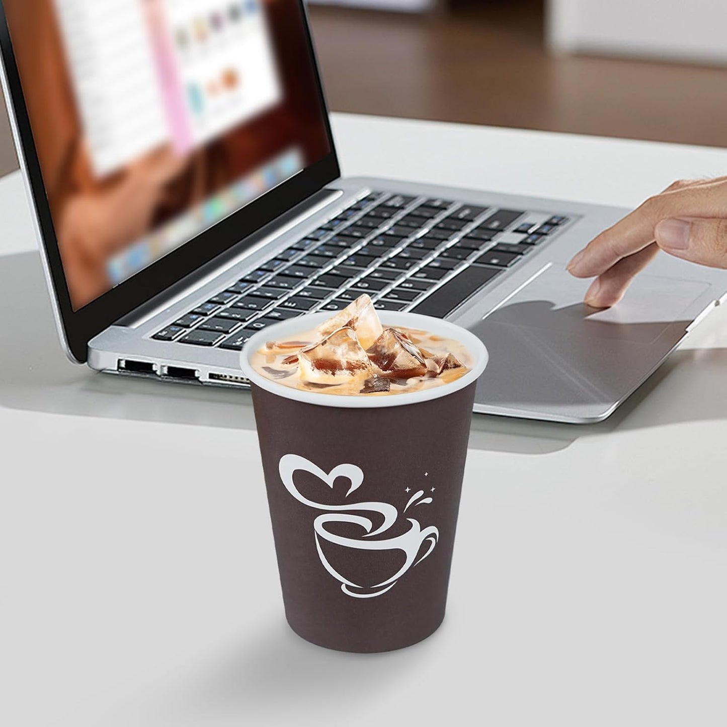 300 Count 12 oz Paper Coffee Cups, Disposable Drinking Cups for Hot or Cold Beverage, 12 ounce Brown Coffee Cups for Party, Business, Travel, Picnic