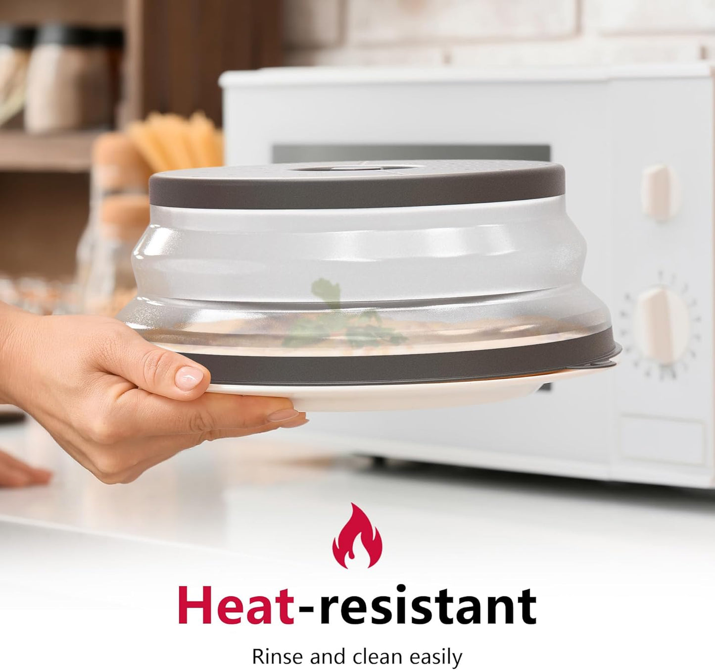 WVM Microwave Splatter CoverWVM Microwave Splatter Cover Vented for Food with Hook Hole, Splatter Guard & Colander Kitchen Gadget for Food, Meal Prep, Dark Grey