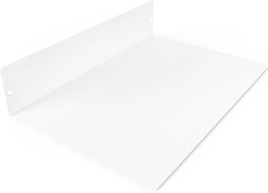 DIY CARTEL Made in USA Linear Floating Shelf - Forged USA Manufactured Steel - Industrial Heavy Duty Metal Wall Mounted Modern Rustic Farmhouse Designed Shelf (12-in X 8-in Powder Coated White)