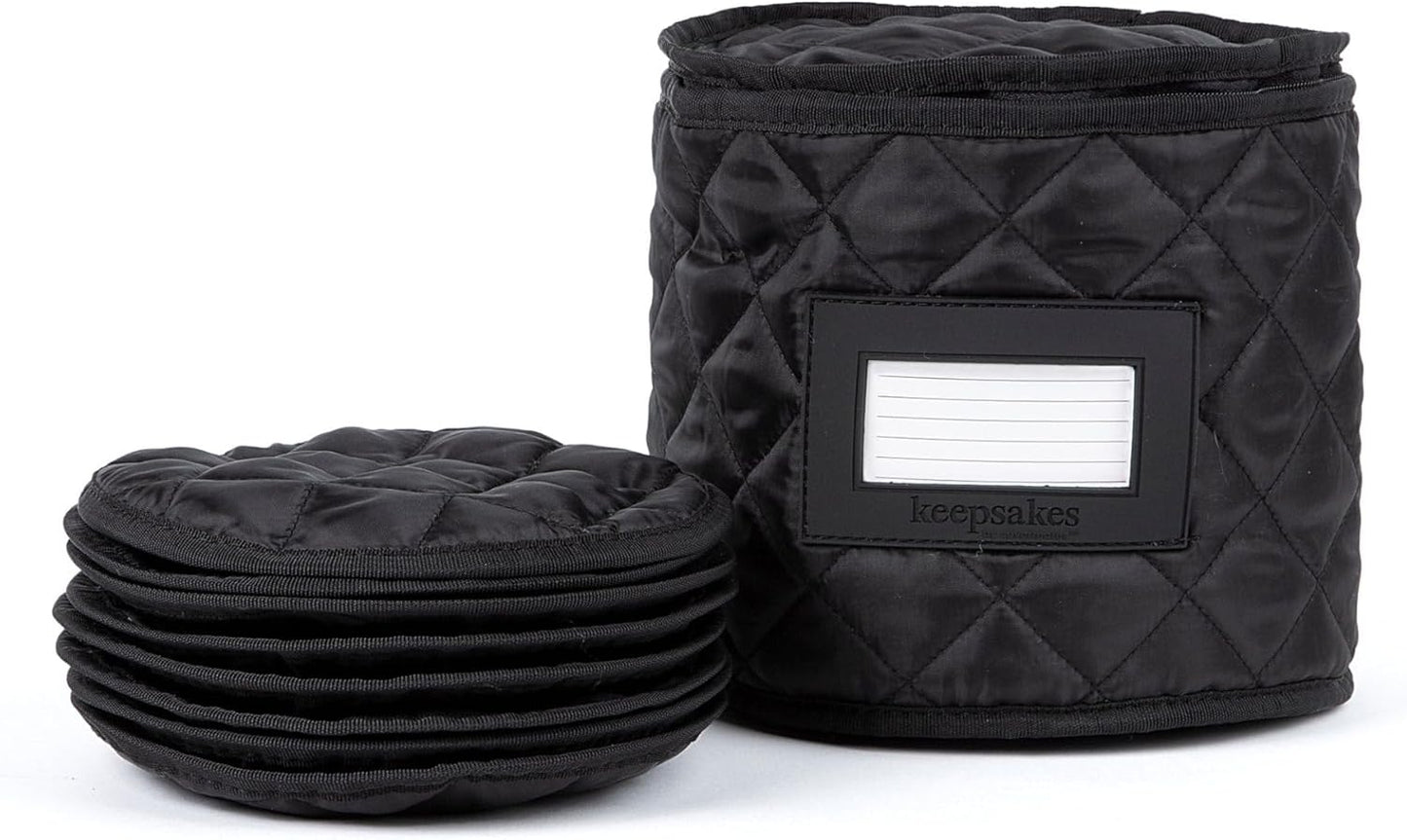 Covermates Keepsakes - Dish Storage - Padded Protection - ID Window - Stain Resistant - Machine Washable - China Storage, Black