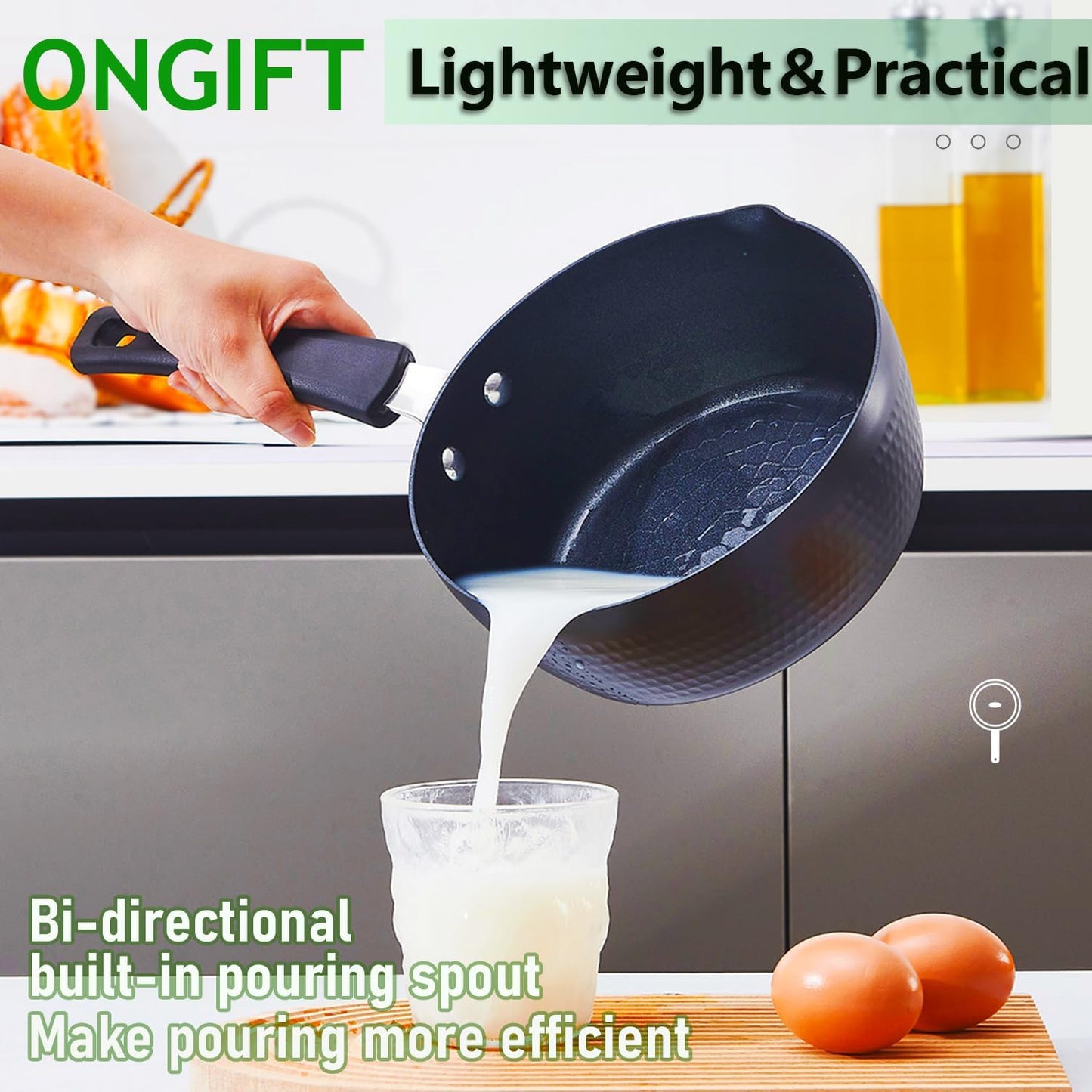 Nonstick Small Sauce Pan with Lid, 1.75QT Yukihira Sauce pan with Pour Spouts, Multipurpose Handy Little Saucepan with Stay Cool Handle, Small Pots for Cooking, Soups, Noodles, Milk