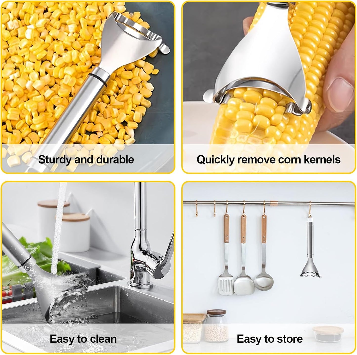 2 Pcs Corn Peeler, Corn Stripper Corn Cob Stripper Tool,Corn Stripper for Corn on the Cob Remover Tool，Corn Thresher with Ergonomic Handle，Kitchen Gadget