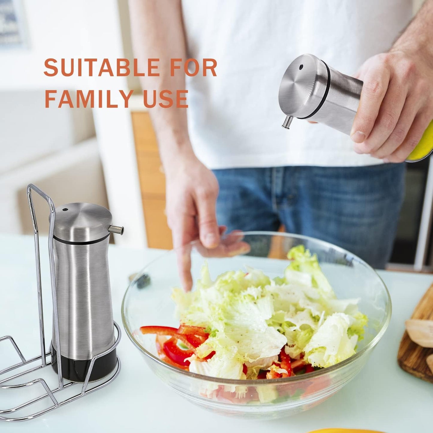 Aelga Oil And Vinegar Dispenser Set with Caddy - 2 Pack Oil Dispenser Bottle for Kitchen with No-Drip - Kitchen Decor and Accessories for Home Restaurants Weddings