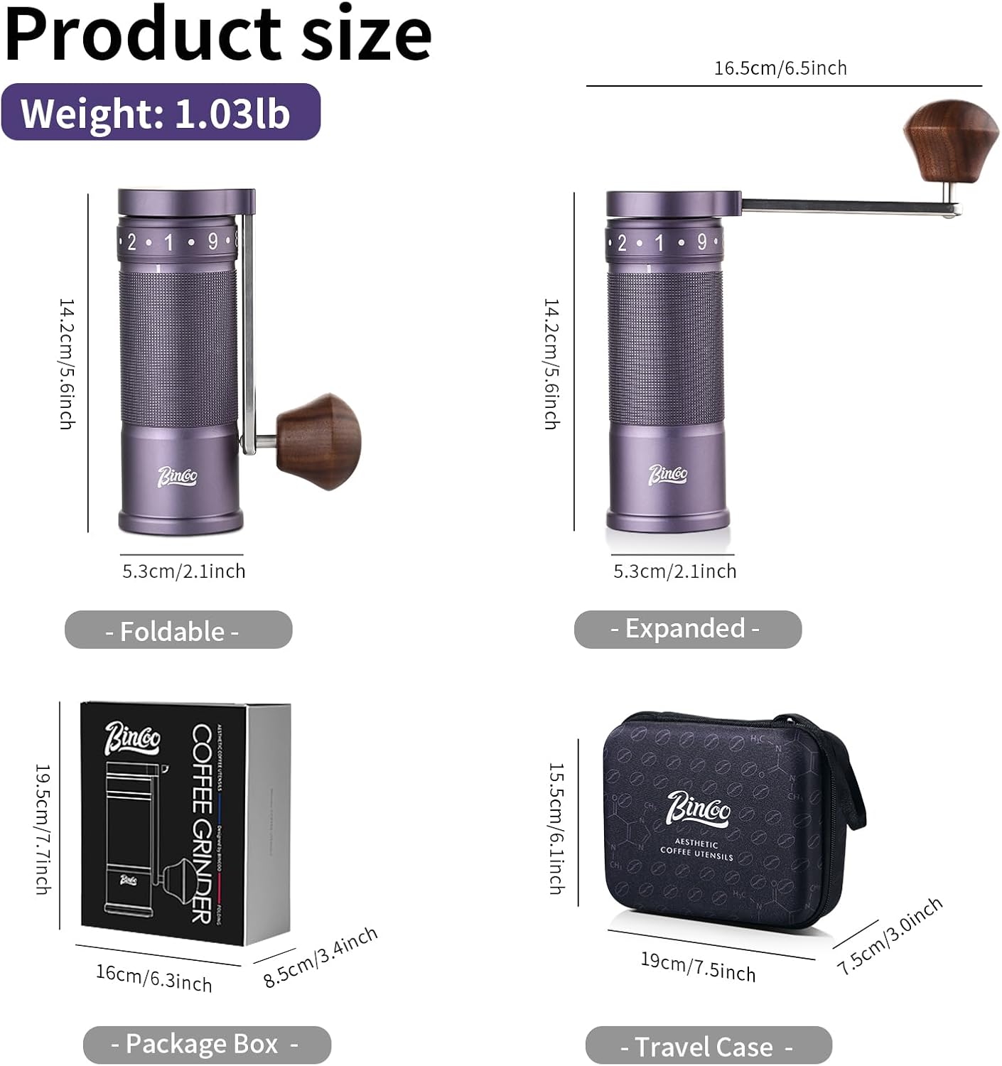 Manual Coffee Grinder with Foldable Handle, Conical Burr Coffee Grinder with 20g Capacity, Adjustable External Grind Setting for Travel,Camping,Home