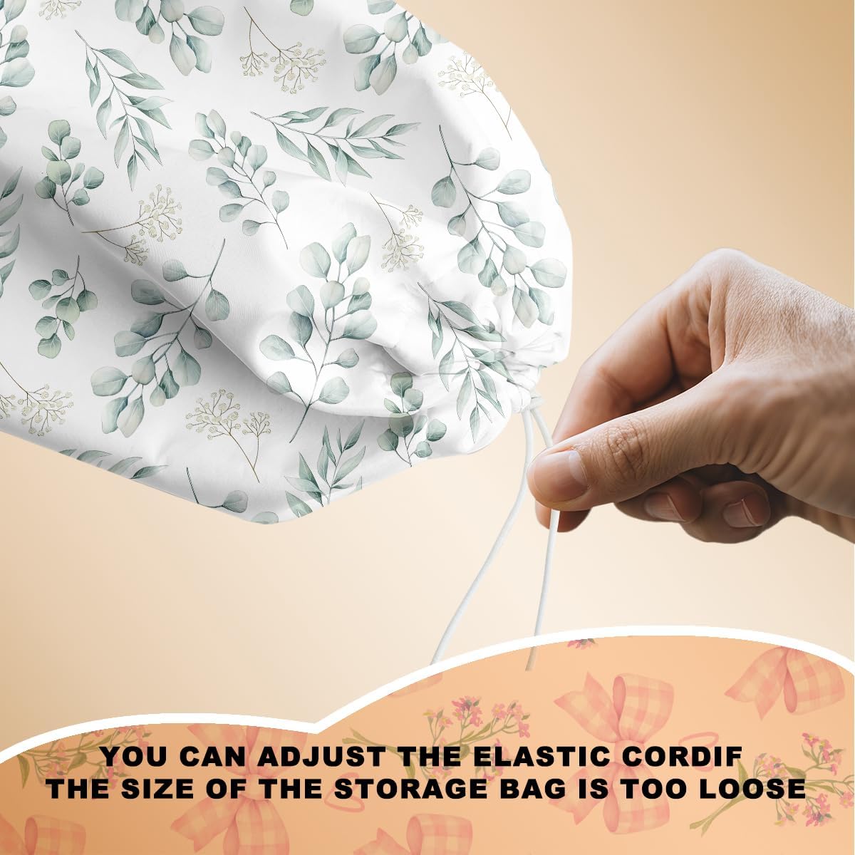 2Pcs Eucalyptus Leaves Plastic Bag Holder, Wall Mount Grocery Bag Holder for Plastic Bags, Boho Greenery Reusable Grocery Bags Storage Dispenser, Farmhouse Sweet Home Kitchen Decor