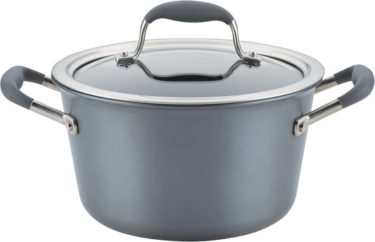 Anolon Advanced Home Hard-Anodized Nonstick Tapered Sauce Pan/Saucepot, 4.5-Quart (Moonstone)