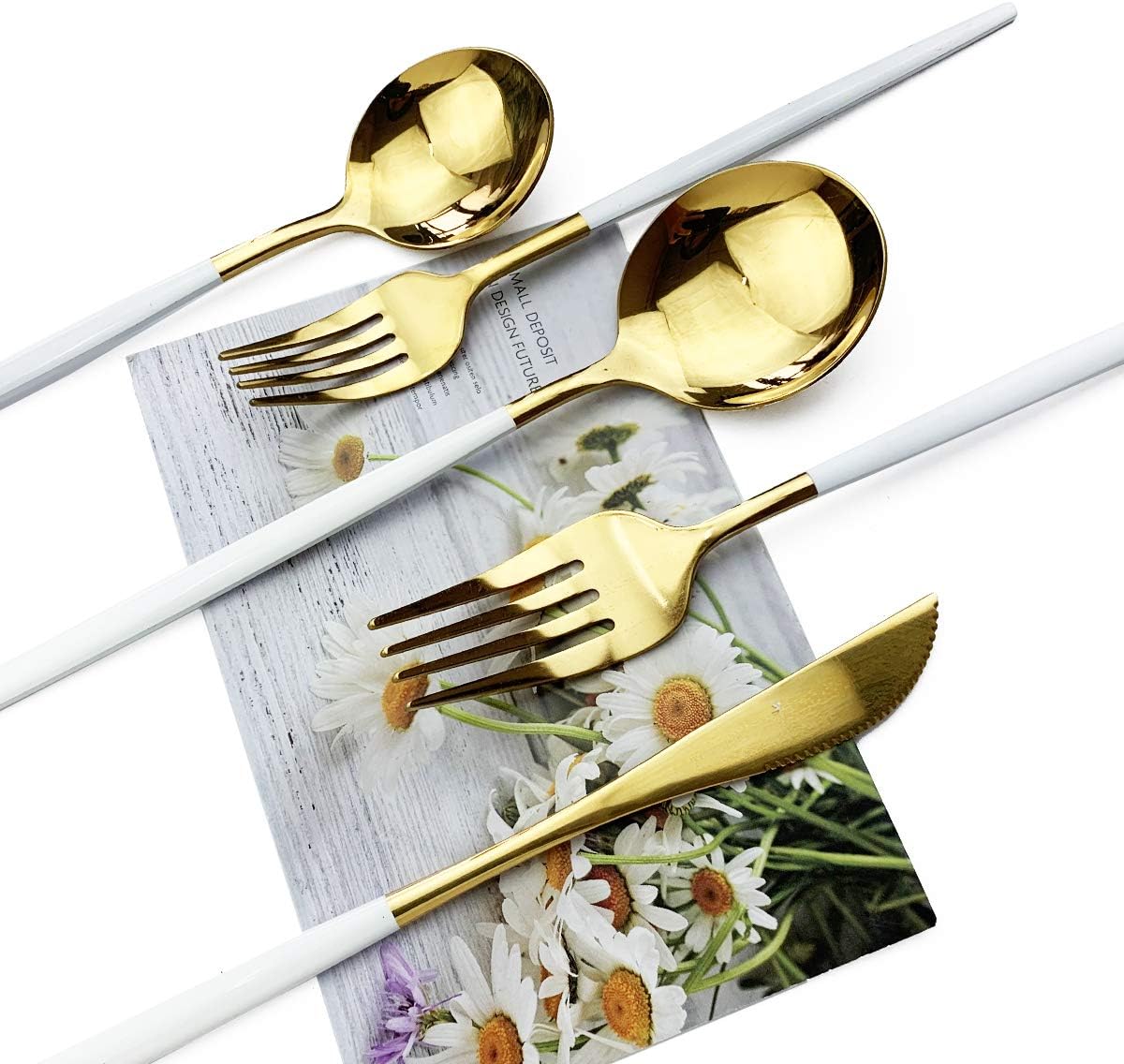 JASHII 30-Piece Stainless Steel Satin Finish Flatware Set, Mirror Polished Tableware Cutlery for Home and Restaurant, Dishwasher Safe