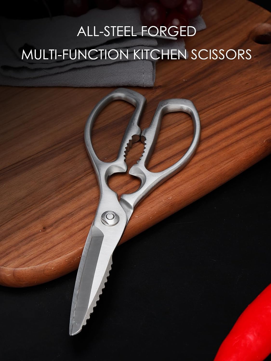 Kitchen Shears – Heavy-Duty Kitchen Scissors for Food | Ideal for Meat, Poultry & Vegetables | 3Cr14 Stainless Steel | Forged for Strength | Dishwasher Safe
