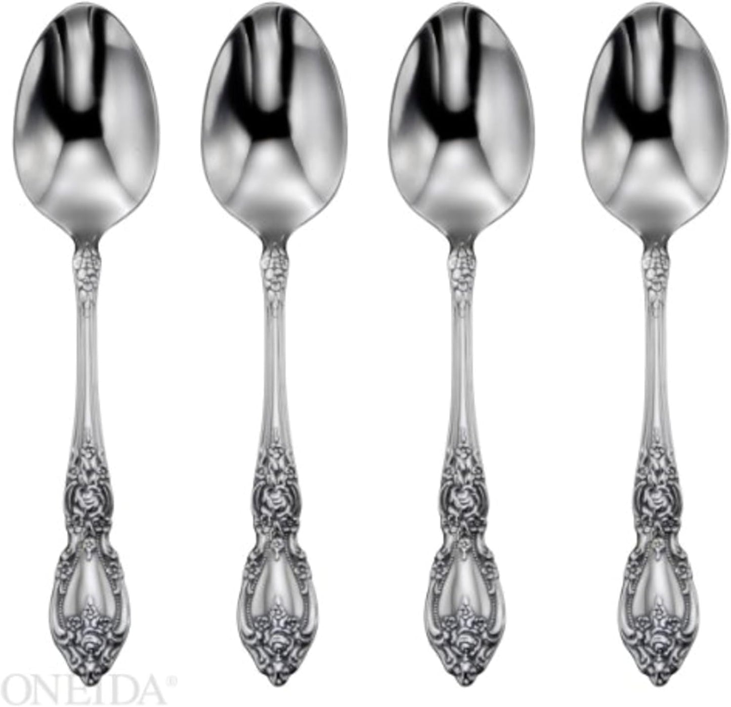 Oneida Wordsworth Everyday Flatware Dinner Spoons 18/0 Stainless Steel, Set of 4, Silver