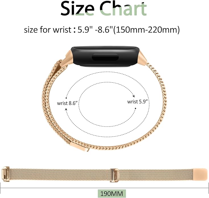 Meliya Metal Band for Fitbit Inspire 3 Bands Women Men, Stainless Steel Metal Mesh Loop Adjustable Magnetic Wristband Replacement Straps for Fitbit Inspire 3