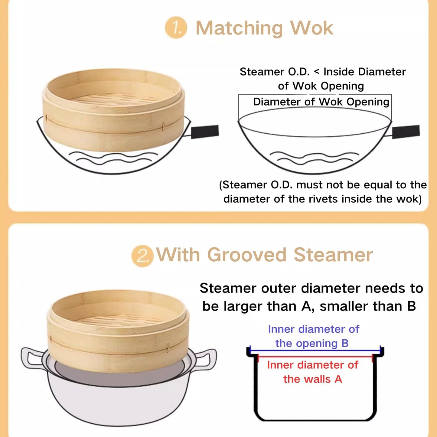 Bamboo Steamer Set - 10 Inch Dumpling Steamer Basket with Lid & 7-Piece Kit - Natural Steam Basket for Pots Stovetop Cooking