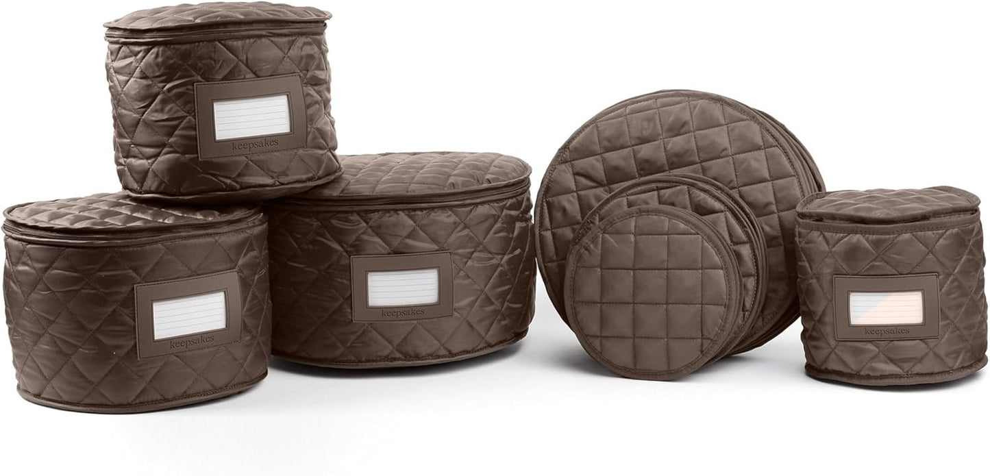 Covermates Keepsakes - Dish Storage Set - Padded Protection - ID Window - Stain Resistant - Machine Washable - China Storage, Bronze