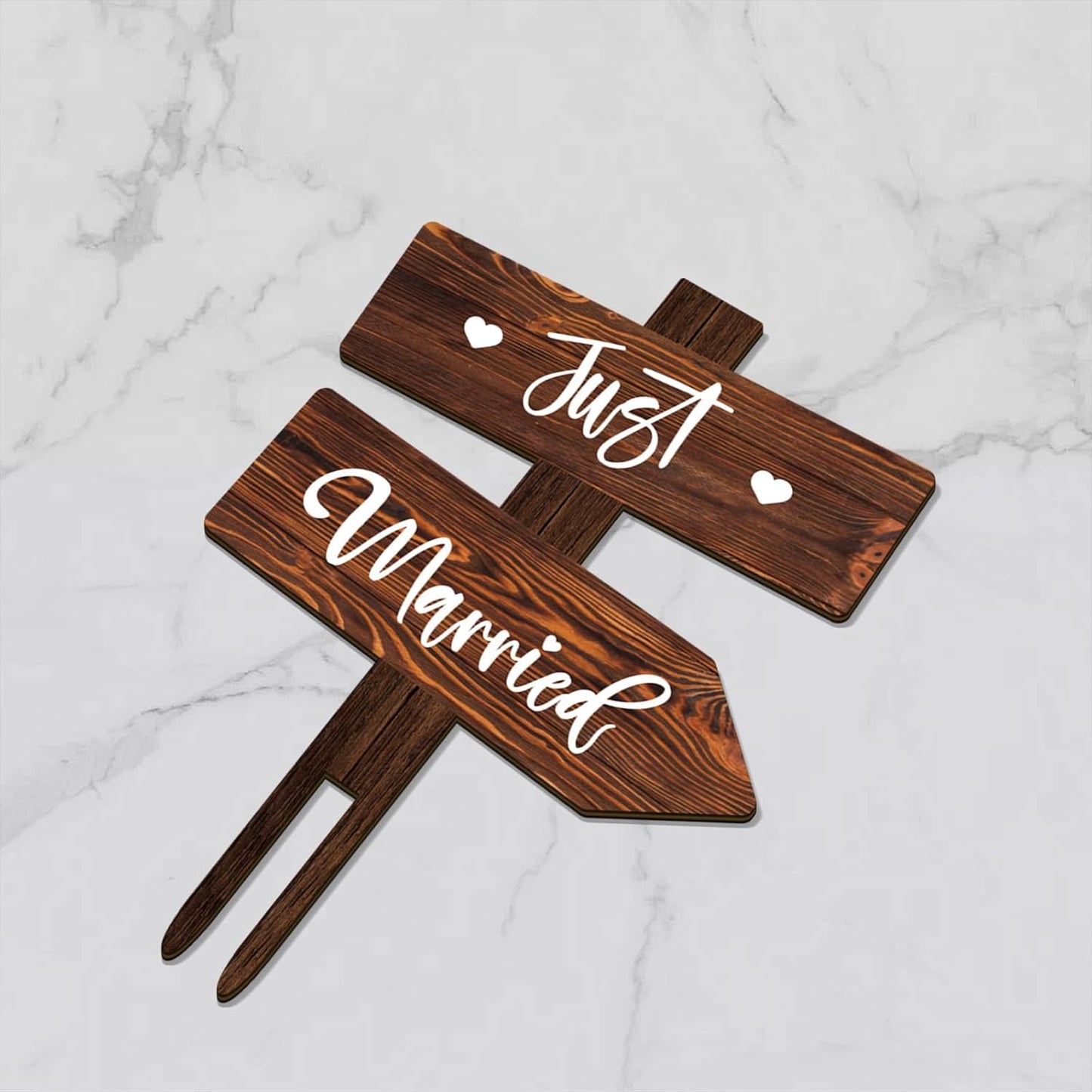 Rustic Just Married Wedding Cake Topper in Wood Wedding Cake Decoration