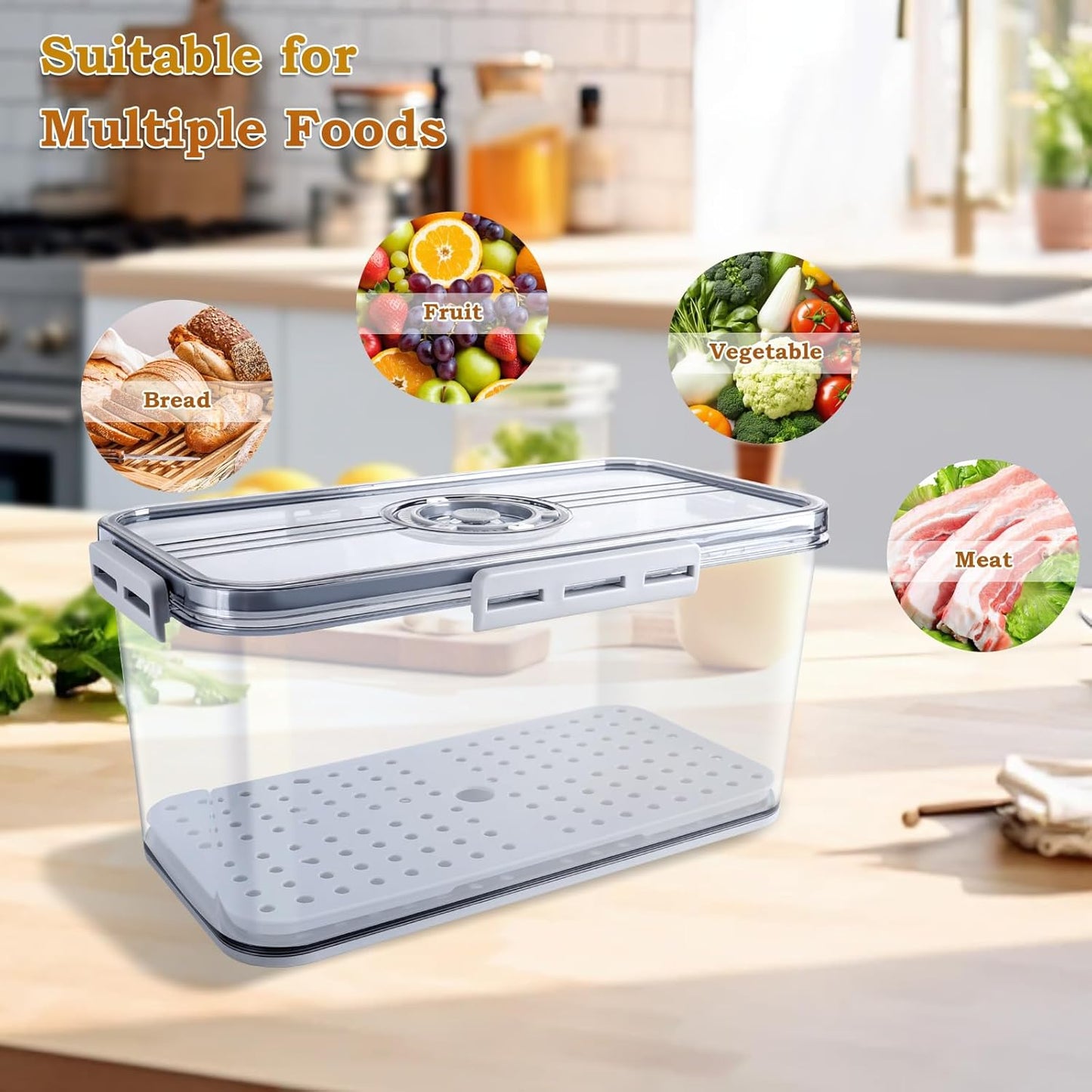 Bread Box for Kitchen Counter, Time Recording Bread Storage Container with Lid，Transparent Bread Storage Device with Drainage Pad, Homemade Bread Storage Container, Toasted Bread 11.81“x6.29”x3.93"