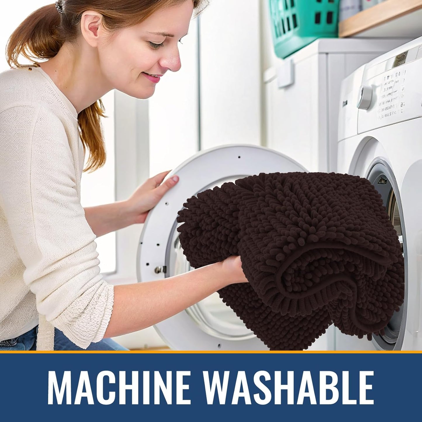 Arotive Bathroom Rugs 36x24, Extra Soft Absorbent Shaggy Chenille Bath Rugs, Machine Washable Rubber Backing Non-Slip Bath Mats for Bathroom Floor Tub and Shower, Home Decor Accessories, Brown