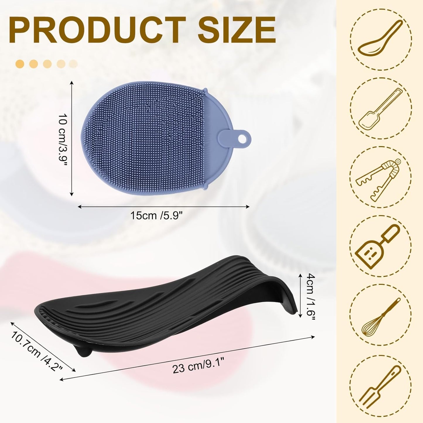 uxcell 1 Set Silicone Spoon Rest for Stove Top, Silicone Spoon Holder for Cooking Spatula, Ladle, Brush Black/Dark Blue