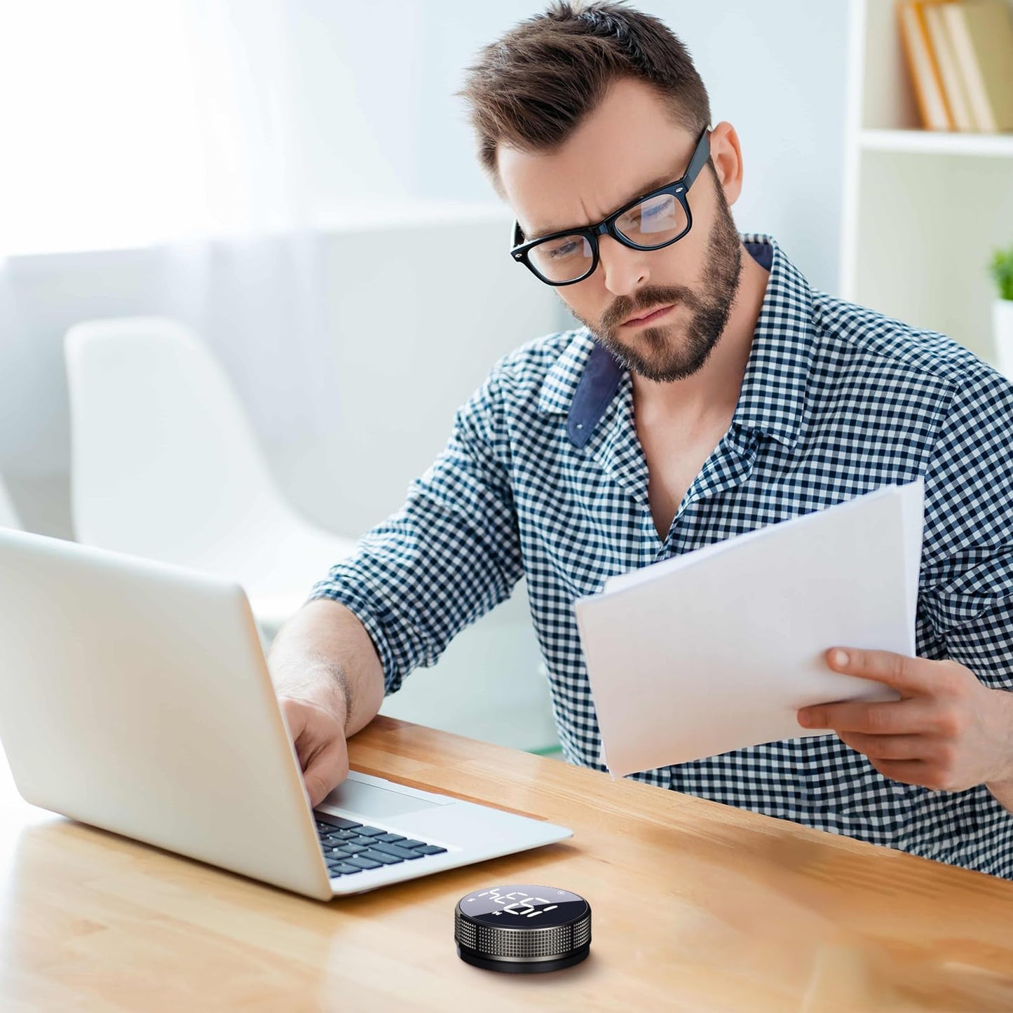 BlueSnail Kitchen Timer with LED Digital Display Smart Efficana for Home Classroom Gym Office, Volume and Brightness Adjustable Productivity Timer (Guncolor)