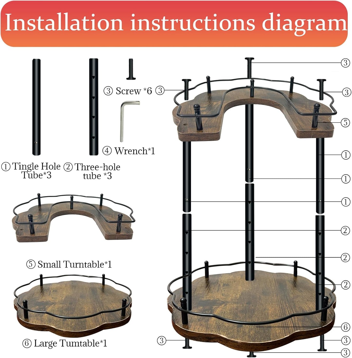 2 Tier Lazy Susan Organizer,2-Tier Spinning Spice Rack with Stable Carousel Base & 4 Height Settings for Cupboard Kitchen Countertop Dining Table Cupboard (Petal Shape)