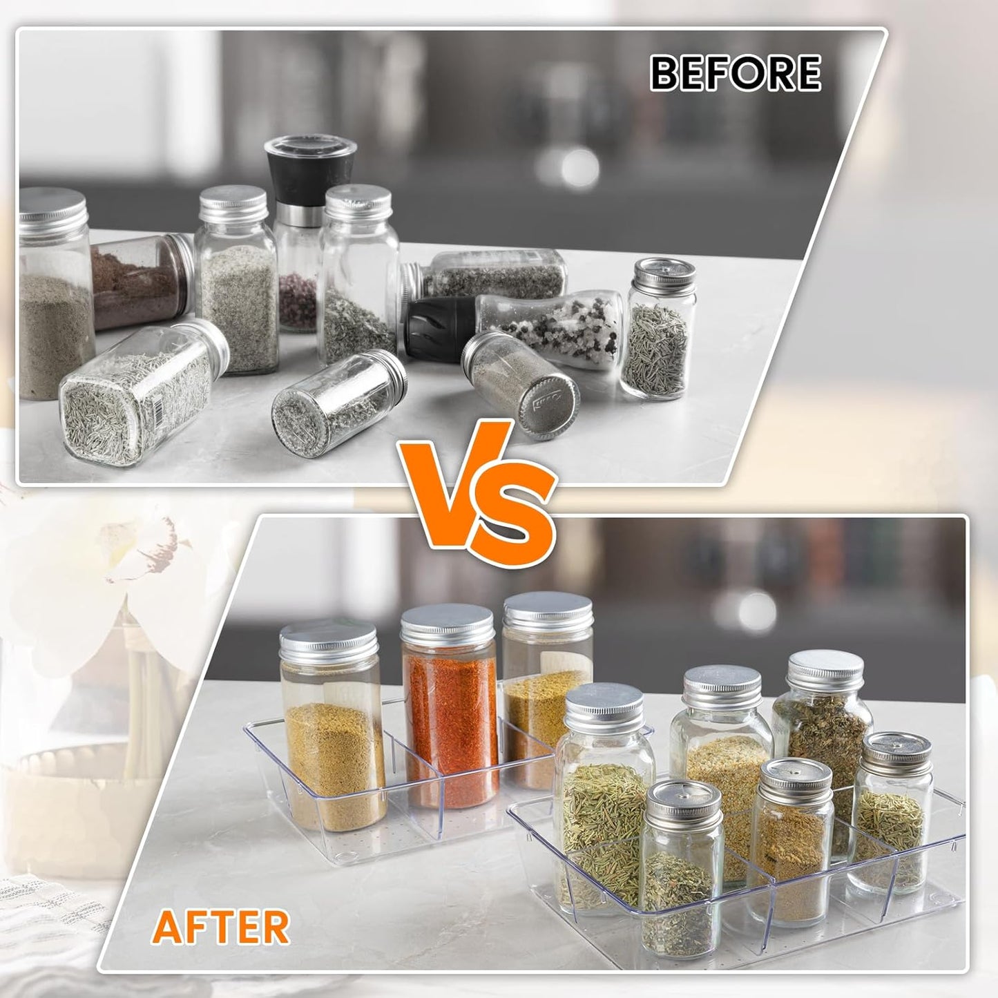 Criusia Drawer Organizer - 18 Pack Clear Large Kitchen Drawer Organization Trays, Non-Slip Dividers for Makeup, Jewelry, Utensils, Office, Bedroom, Bathroom