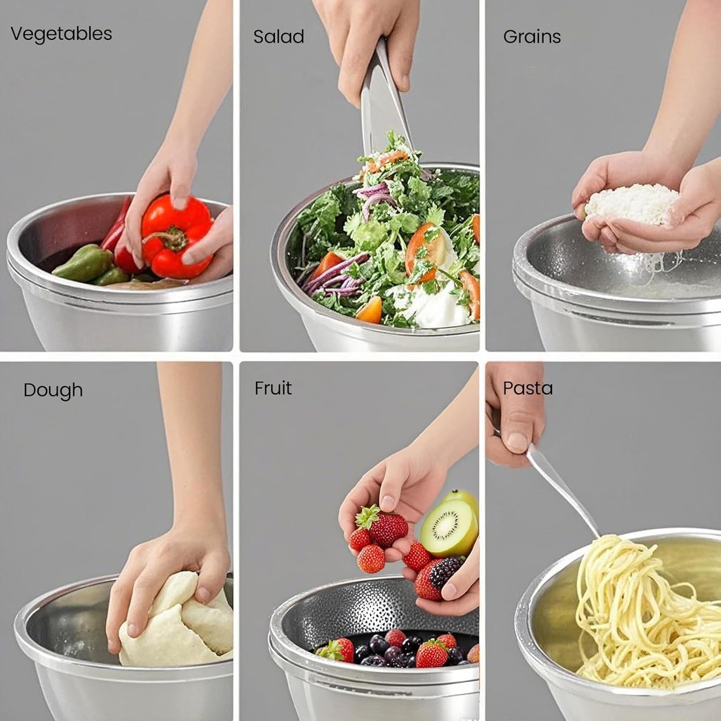 304 Stainless Steel Rice Strainer - Microporous ColanderBeans Washer Strainers And Colanders - Washing Bowl for Fruit Washing Bowl With Strainer (2QT)