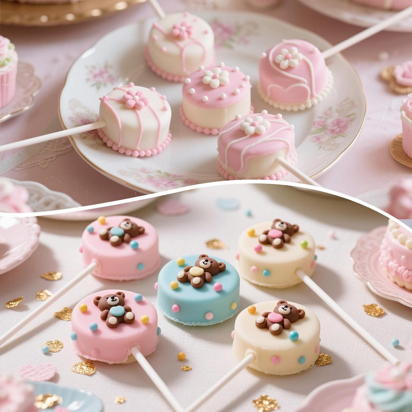 Juome Circle Cake Pop Mold Kit, Round Cake Pop Cutter and Pusher Cake Pop Maker with Sticks, Cake Pop Supplies Accessories, Baking Tools for Home Baking Desserts