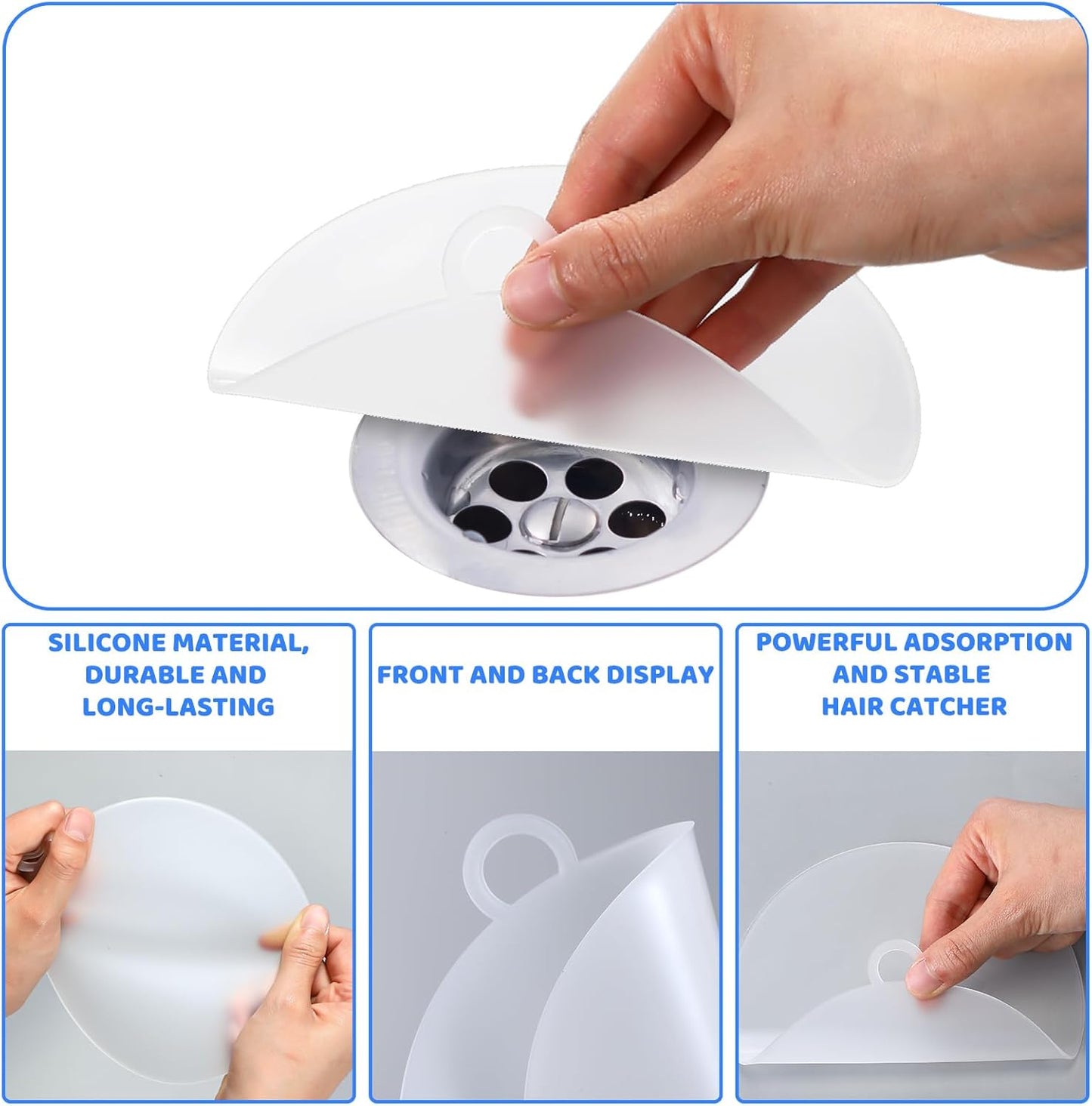 Yinkin 6 Pcs Drain Covers to Keep Bugs Out Silicone Shower Floor Tub Stoppers Bathtub Drain Stoppers Sewer Anti-Odor Mats Deodorizing Plugs for Bathroom(6 x 6 Inch,Round,White)