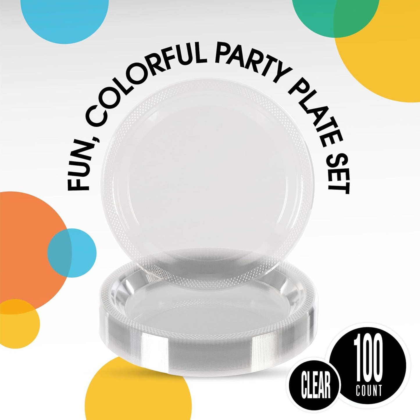 Exquisite Party Solids Clear Plastic Plates For Party 10" Clear Disposable Plates Heavy Duty Supplies 100 Pcs Plastic Dinnerware Sets Heavy Duty 350 GSM Disposable Dinnerware Set