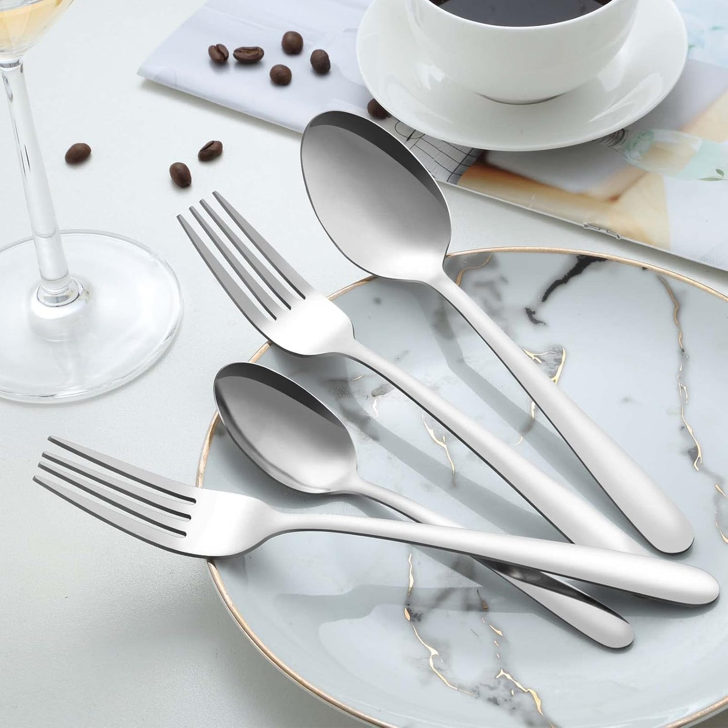 Pleafind 36 Pieces Teaspoons Set (6.2 inch), Spoon Silverware, Stainless Steel Tea Spoons, Mirror Polished Small Teaspoon, Dessert Spoons for Home, Kitchen, Restaurant, Dishwasher Safe